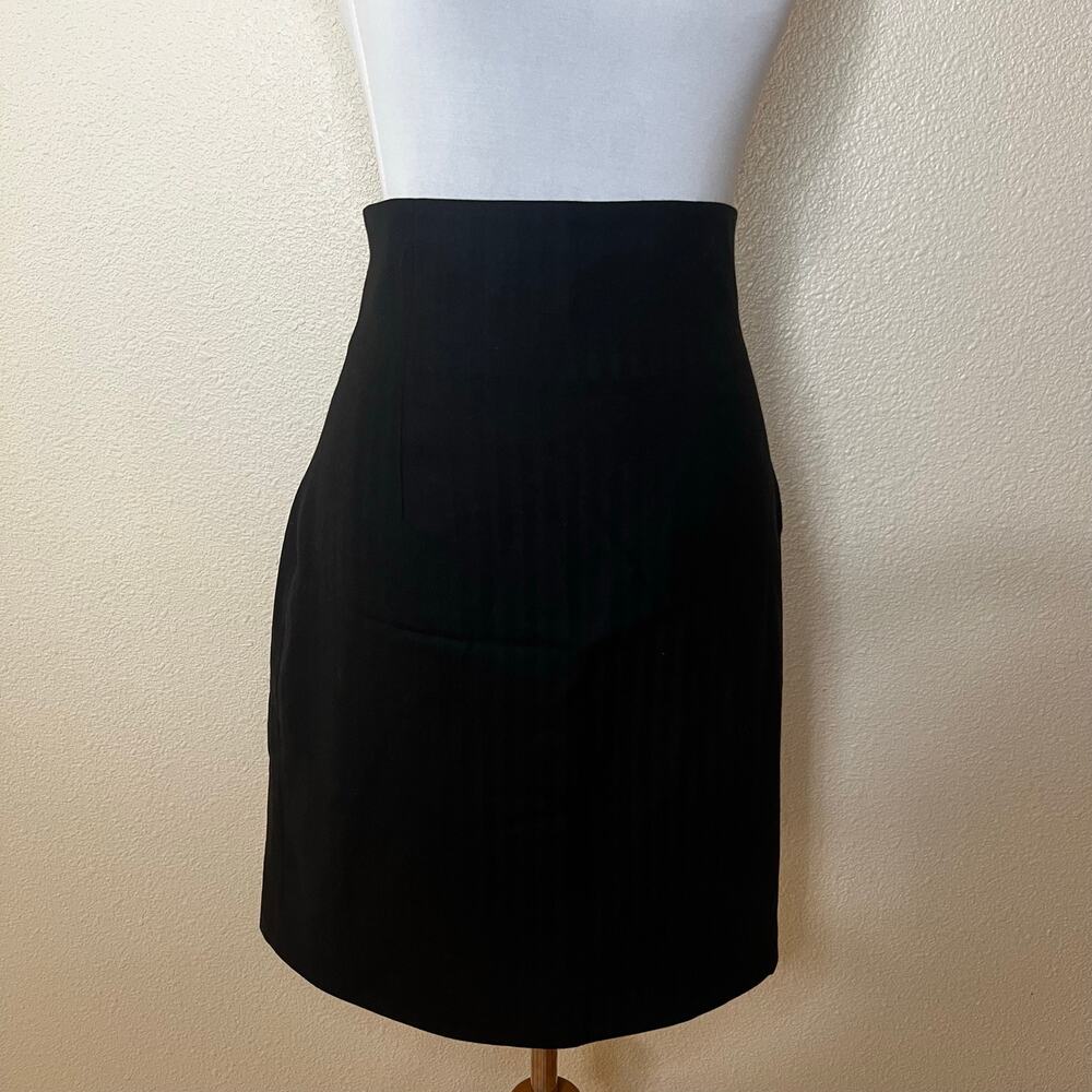 Jenni Kayne Wool blend high waist pencil skirt black pinstripe silk lined NEW 8
